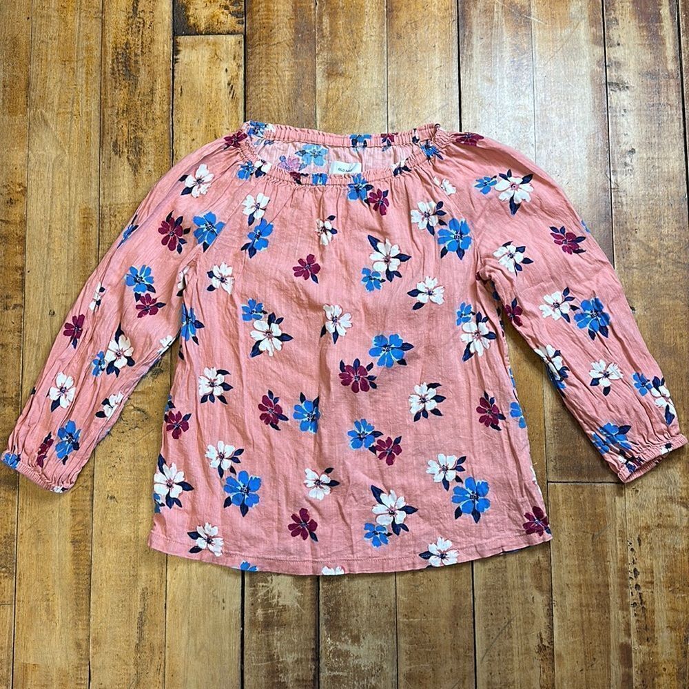 Old Navy Shirt size 8 medium Mauve Floral Long Sleeve Shirt pink